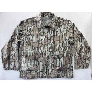 Vintage 80s Trebark Brand Shirt Jacket Mens XL Camo 1980 Camouflage Grey